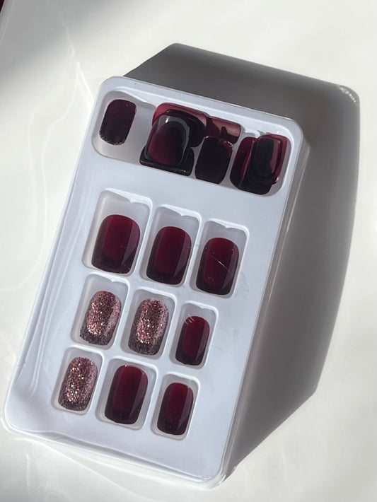 Burgundy Glam Press-On Nails