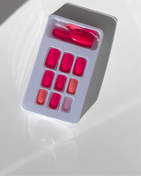 Hot pink salmon press on nails