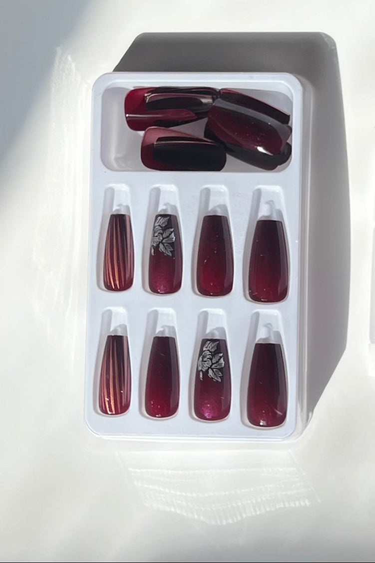 Burgundy Glam Press-On Nails